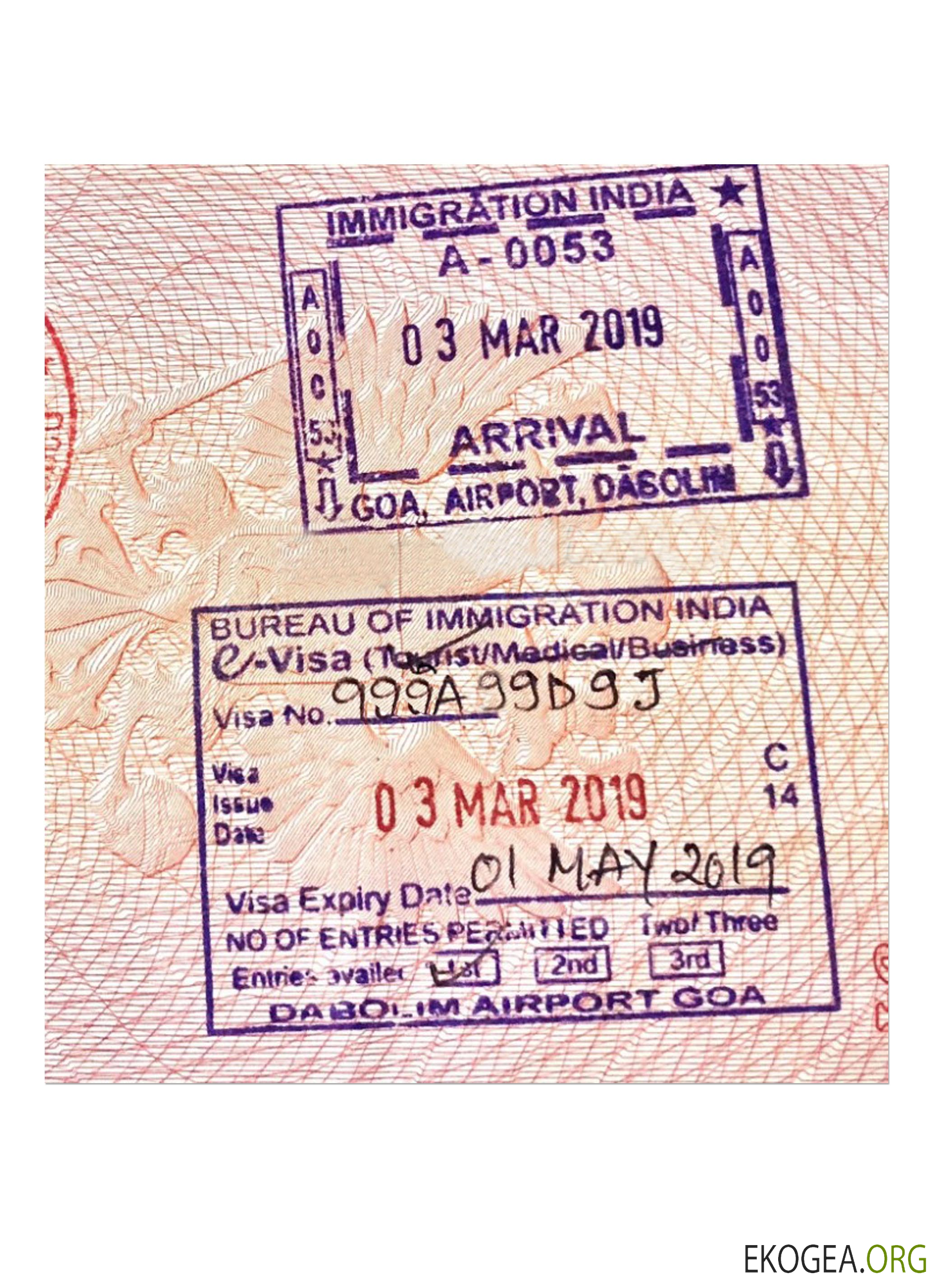 TIMBRE DE VISA INDE